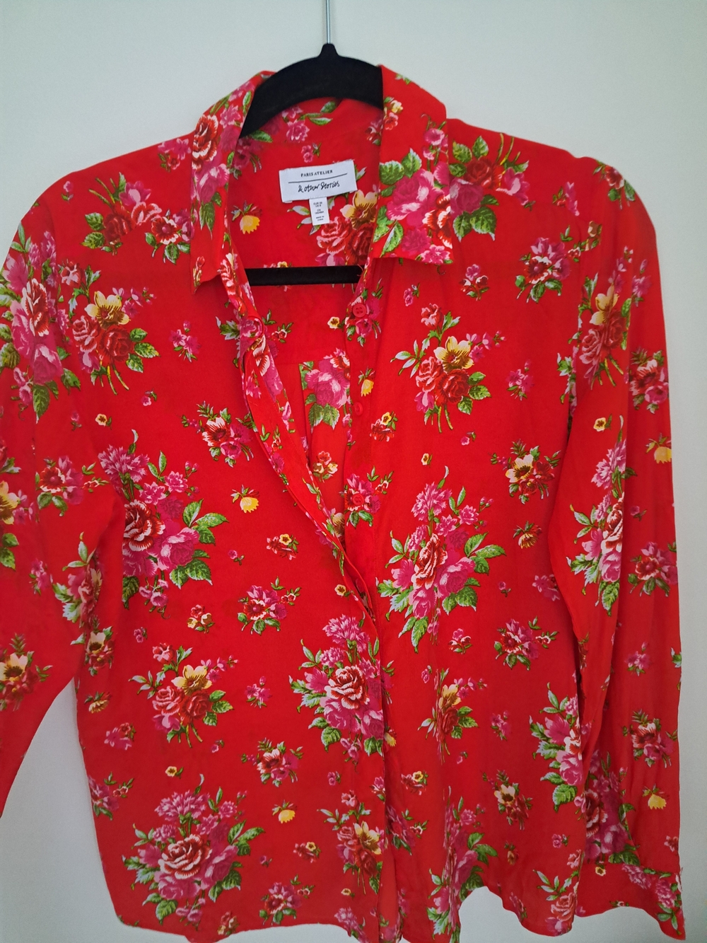 & Other Stories Red Floral 100% Silk Shirt - Picture 2 of 4